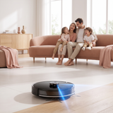 Robot aspirateur laveur SmartSweep A8 Laser nettoyant le salon, famille détendue