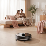 Robot aspirateur laveur SmartSweep A8 Laser dans un salon, moment détente
