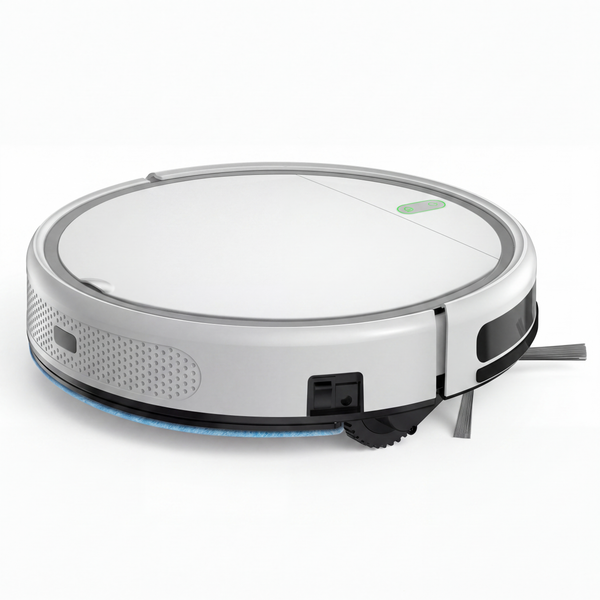 Robot aspirateur laveur SmartSweep S6 blanc vu de trois quarts, fond blanc