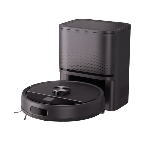 Robot aspirateur laveur SmartSweep Station, packshot studio fond blanc